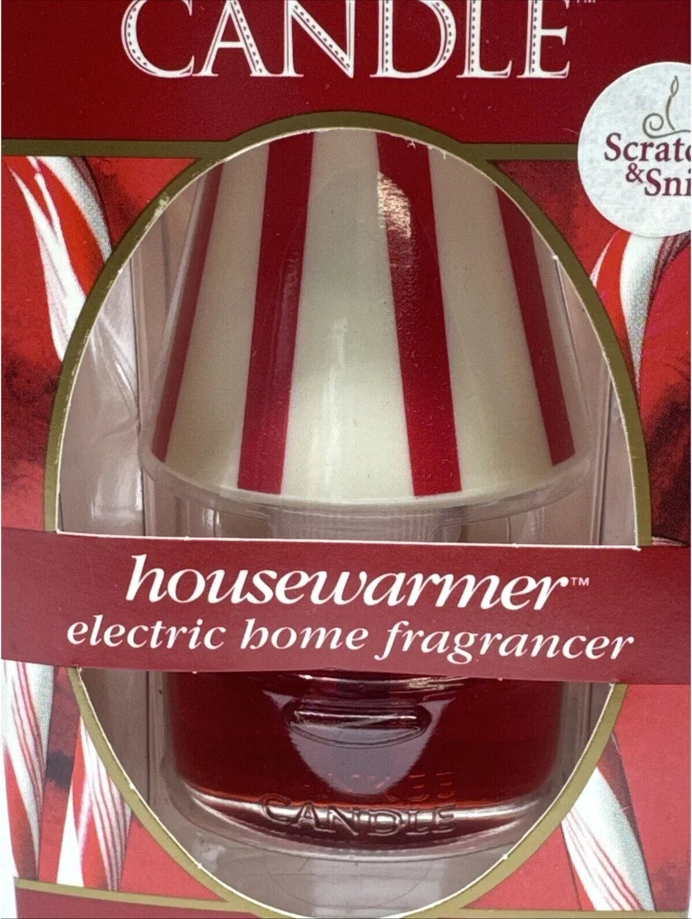 Yankee Candle Christmas Housewarmer Cranberry Peppermint Candy Cane Striped